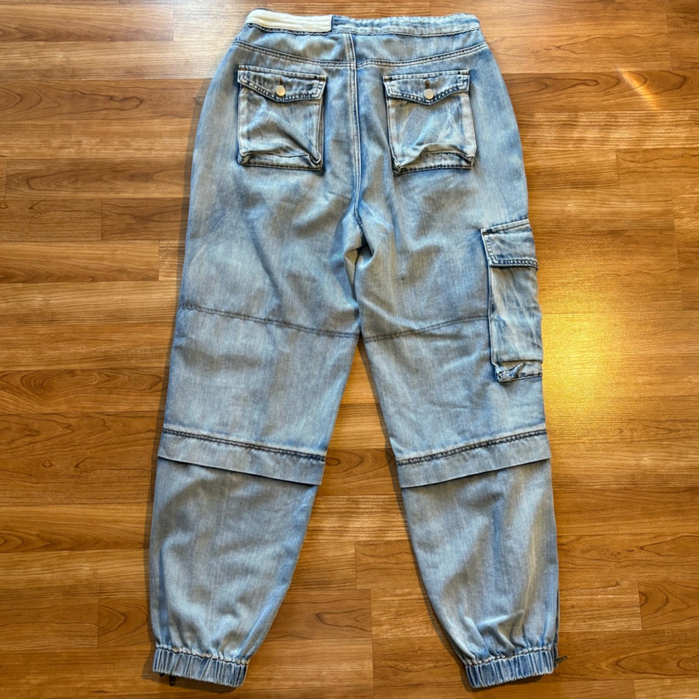 POL Multi Cargo Pocket Drawstring Waist Baggy Denim Joggers Women’s Large - Picture 8 of 15